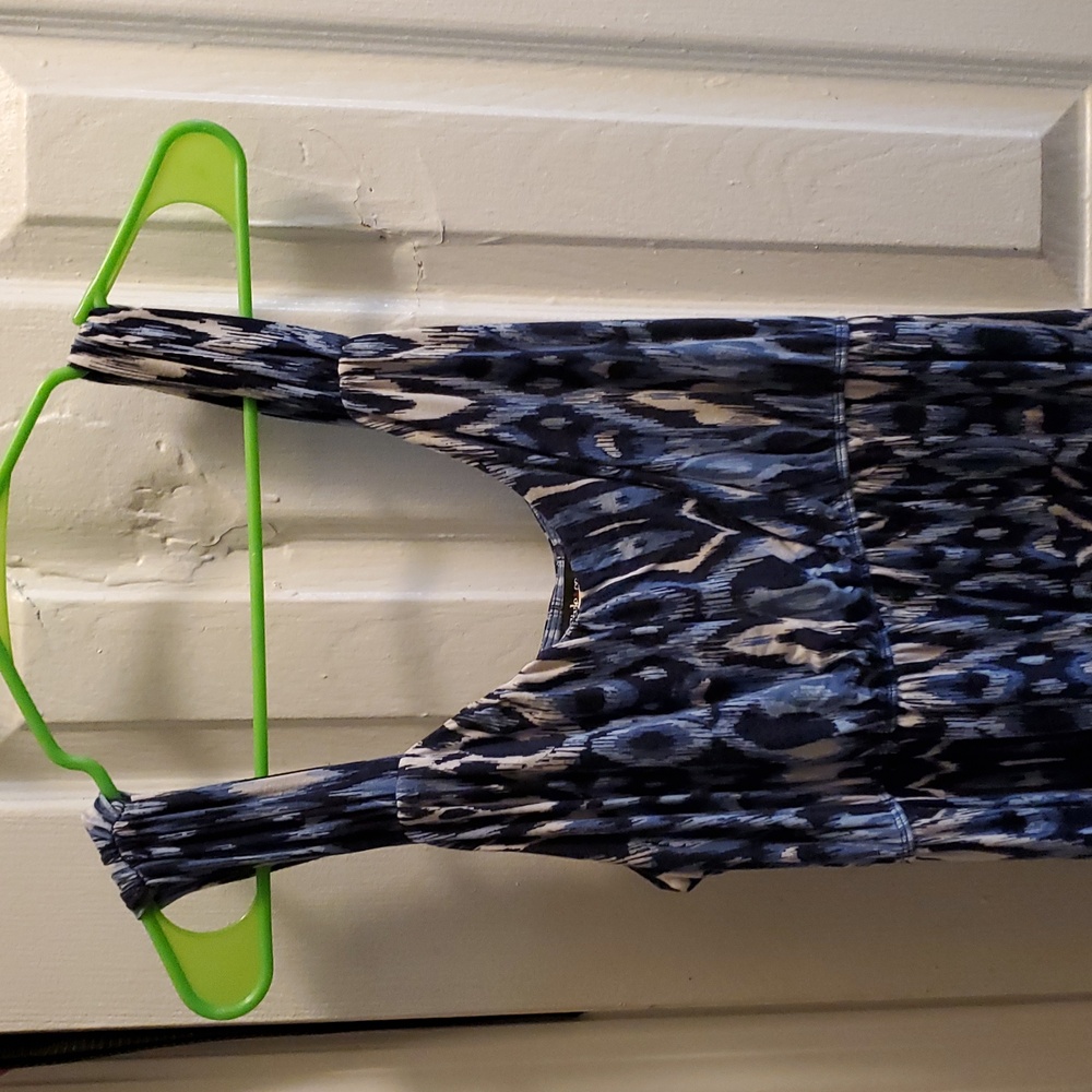 Blue Patterned Sleeveless Dress